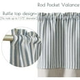 thumbnail image 7 of Linen Striped Valance for Windows 18 Inch Blackout Drapes for Small Window Farmhouse Double Layer Valance for Living Room Kitchen RV Rod Pocket 1 Panel Blue on Linen, 7 of 7
