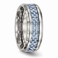 thumbnail image 4 of Titanium Polished Blue Carbon Fiber Inlay Ring Size: 7; for Adults and Teens; for Women and Men, 4 of 6
