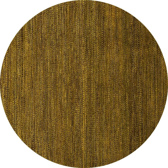Ahgly Company Indoor Round Abstract Yellow Modern Area Rugs, 3' Round