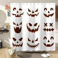 thumbnail image 2 of Halloween Shower Curtain, Cute Evil Smil Faces Shower Curtain Black Fall Bathroom Curtains, Waterproof Polyester Fabric Machine Washable Shower Curtain Set with Hook, 72X72in, 2 of 5