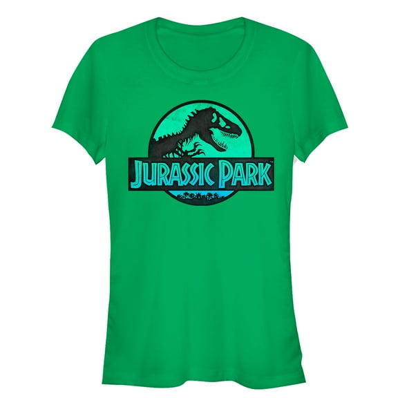 Junior's Jurassic Park Ocean Ripple Logo  Graphic Tee Kelly Green Small