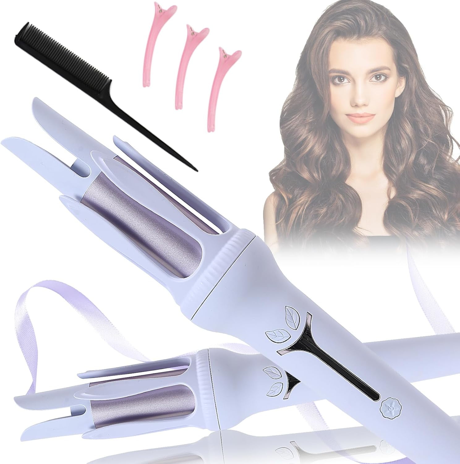 Automatic Hair Curler with 4 Temperature Settings, Auto-Rotating Ceramic Curling Iron with Anti-Tangle & Anti-Scald Design