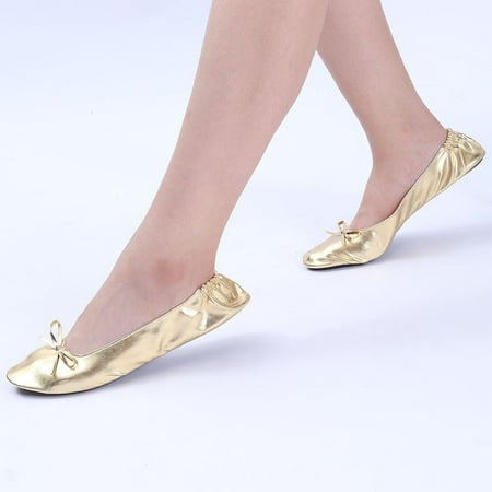 

wofedyo slippers for women Women Foldable Portable Travel Ballet Flat Roll Slipper Shoes Dance Party Shoes house slippers for women