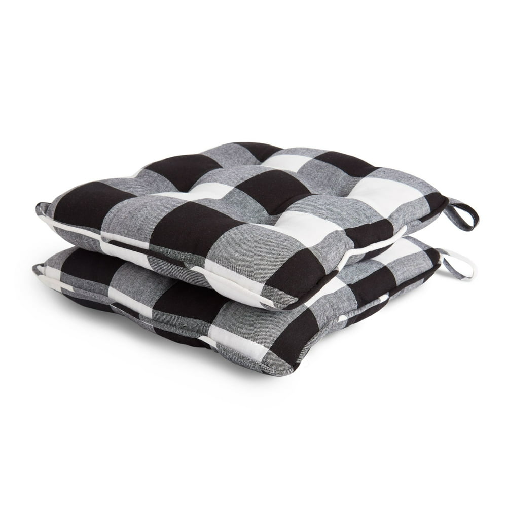 Better Homes & Gardens Farma Chair Cushion, 2 Pack, Black, 16" x 17