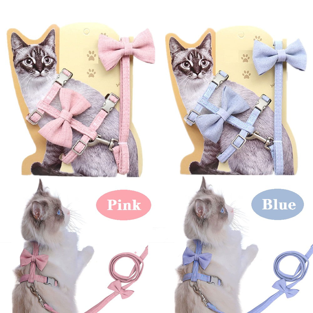 Cat Harness and Leash for Cat Chihuahua Dog With Free Starter Lead Adjustable Chest Medium, Rose Pink
