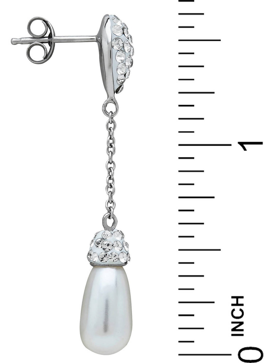 Sterling Silver White Faux Pearl Drop Earrings made with Swarovski Elements Earrings
