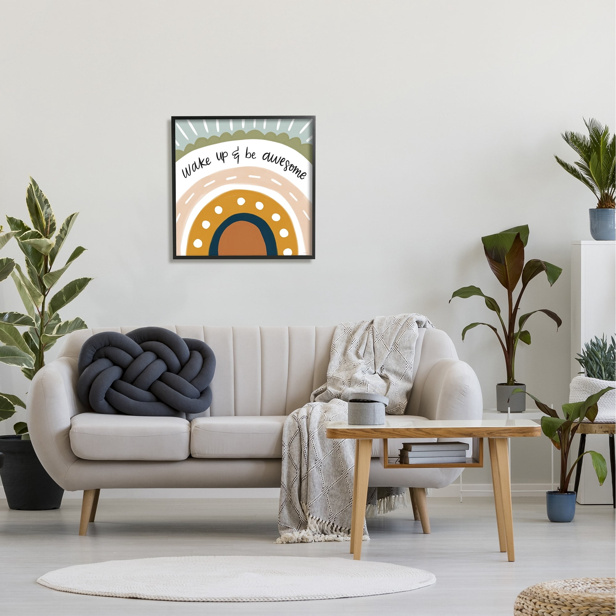 Stupell Industries Wake Up & Be Awesome Abstract Patterned Rainbow,24 x 24, Design by Lady Louise Designs