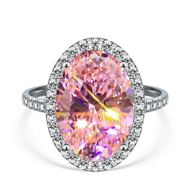 Charm Ladies 925 Plata Piedra preciosa rosa Cuadrado y CZ Anillo de piedras preciosas Damas Joyería de compromiso de boda nupcial brillar Electrónica