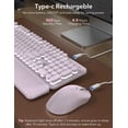 thumbnail image 2 of Wireless Keyboard and Mouse Combo, Backlit Typewriter Keyboard with Magnetic Wrist Rest, Retro Round Keycaps, 2.4GHz Cordless, Dusty Lavender, 2 of 8