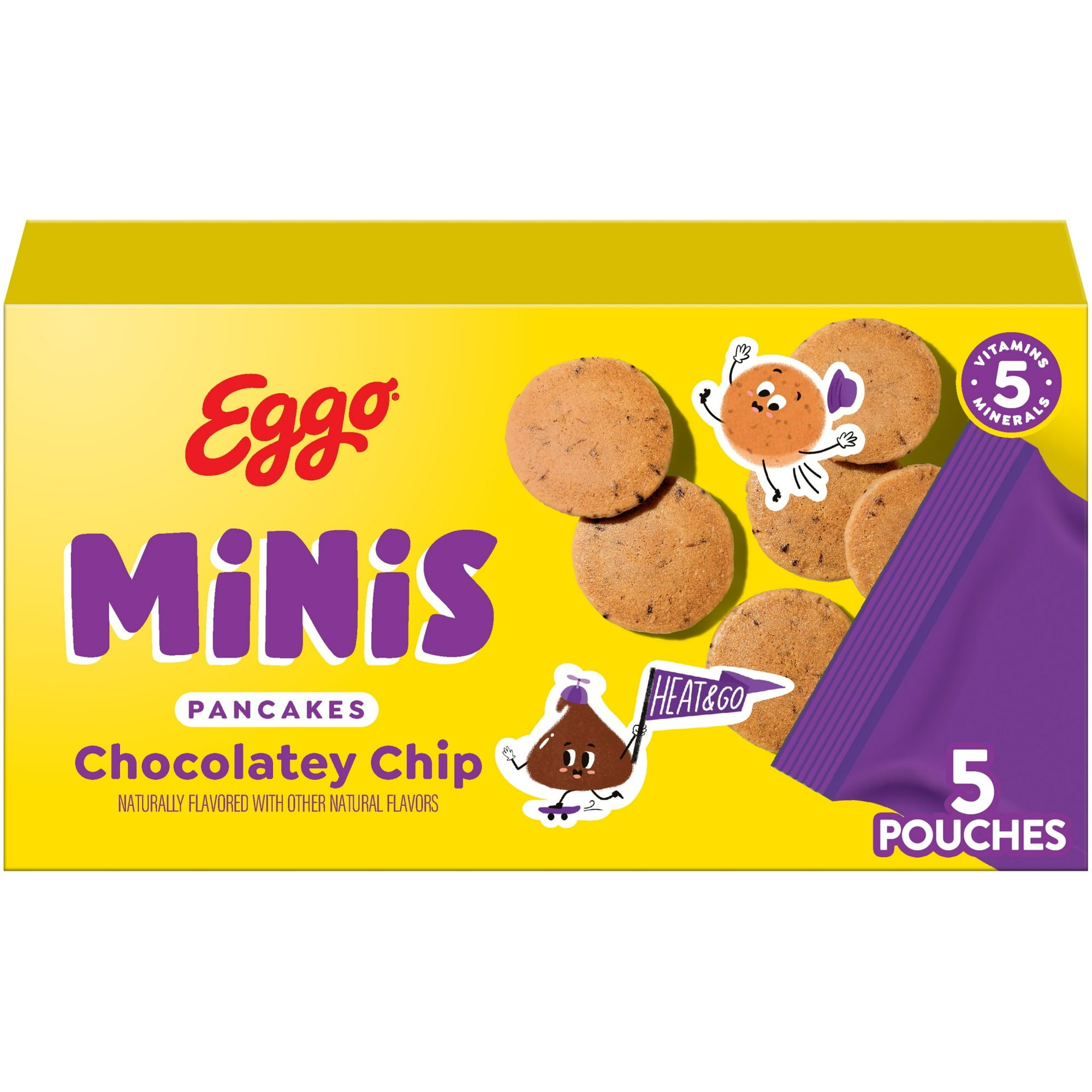Eggo Minis Chocolatey Chip Pancakes, Breakfast Food, 8.4 oz, 5 Count (Frozen)