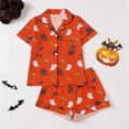 thumbnail image 2 of RMGVDSD Womens Pajama Sets Halloween Pajamas Lapel Short Sleeve Top and Shorts Sleepwear Button Down Loungewear Nightwear, 2 of 9