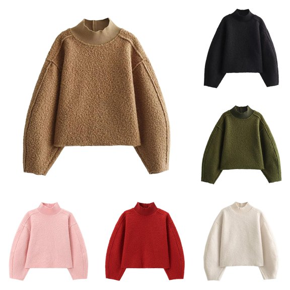 XIYON Sweaters for Women Neck Winter Warm Casual Long Sleeve Knit Pullover Top Loose Fit Trendy Fashion Outfits