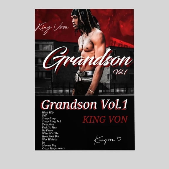 King Von Grandson Vol. 1 Album Cover Poster Size 24''x36''-Gategoo
