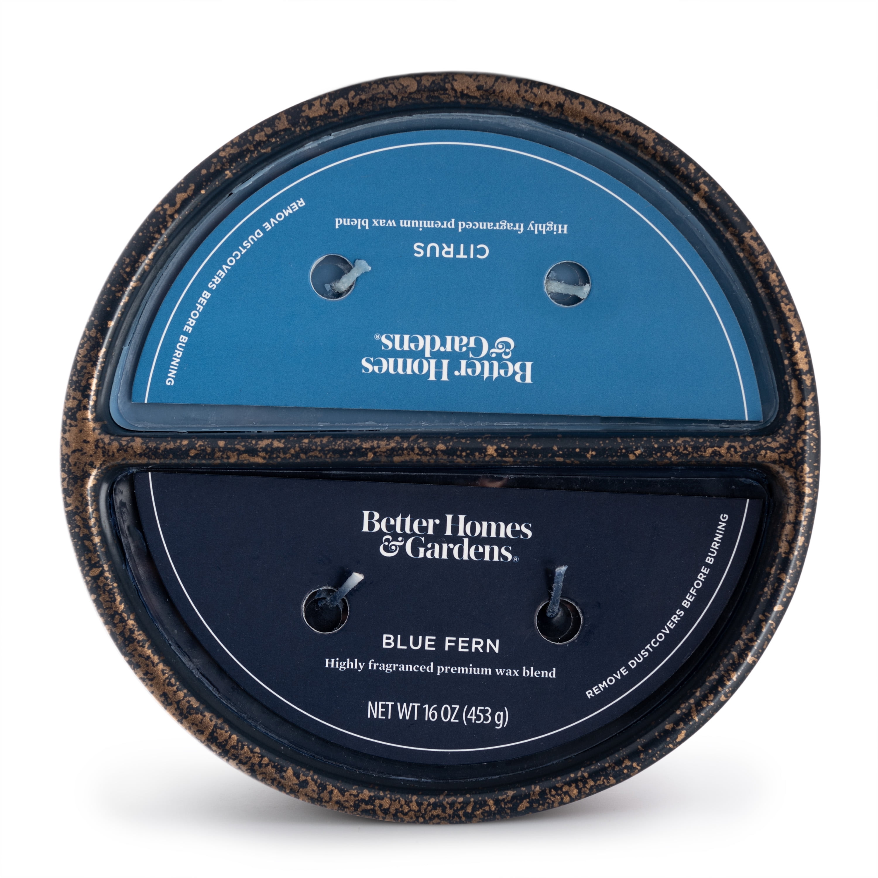 Better Homes & Gardens 16oz Blue Fern & Citrus Duo Scented 4-Wick Ceramic candle