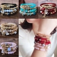thumbnail image 5 of CNKOO 4pcs Bohemian Stackable Bead Bracelets for Women Multicolor Stretch Beaded Bracelets Layered Bead Adjustable Bracelet, 5 of 5