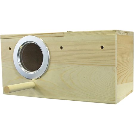 Sturdy Nest Box - Cage Attachment, Hinged Lid, Perching Ledge - For Sugar Glider, Squirrel, Rat, Finch, Parakeet, Love, Parrotlet, Love, Canary, Cockatiel, Other s & Small Pets (Large)
