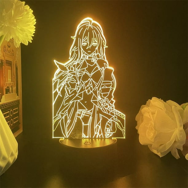 Luz nocturna LED 3D Honkais Stars Rails Seeles que cambia de color