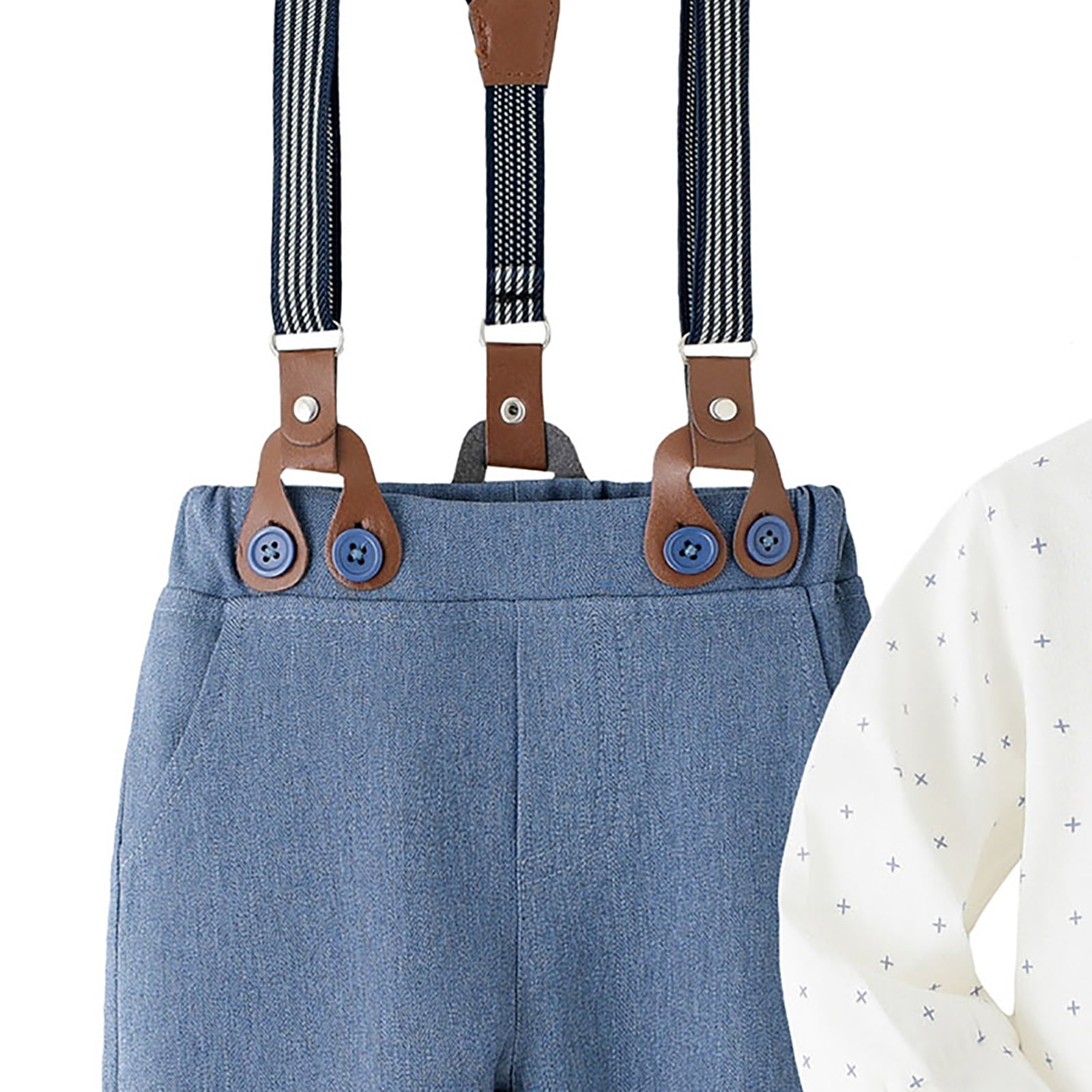 Ketyyh-chn99 Baby Baptism Outfit Boy 18-24 Months Toddler Boys Long Sleeve Striped Prints T-Shirt Tops Pants Child Kids Gentleman Outfits Sets Birthday Size for 18-24 Months,Blue