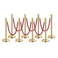 thumbnail image 6 of KFFKFF Crowd Control Barriers 8Pcs, Stainless Steel Post with Hollow Base, 6 Red Velvet Ropes and Posts, Gold Stanchions, Party Supplies Red Carpet Runner Poles, 6 of 9