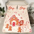 thumbnail image 2 of Homewish Winter Gingerbread Man Queen Sheet Sets, Merry Christmas Flat Sheet, Teens Kids Boys Girls Queen Fitted Sheet, Luxury Bedroom Decor, 4-Piece, 2 of 7