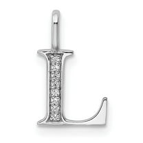 Auriga 14k White Gold Diamond Letter L Initial Pendant for Women(L- 15.26 mm, W- 9.06 mm)
