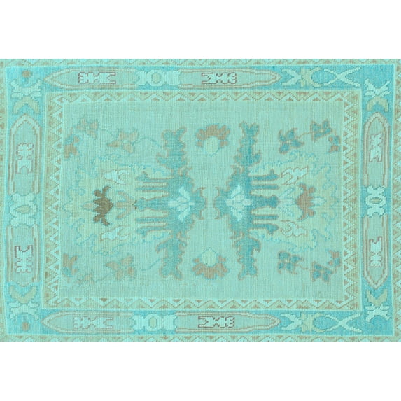 Ahgly Company Indoor Rectangle Abstract Light Blue Modern Area Rugs, 5' x 8'
