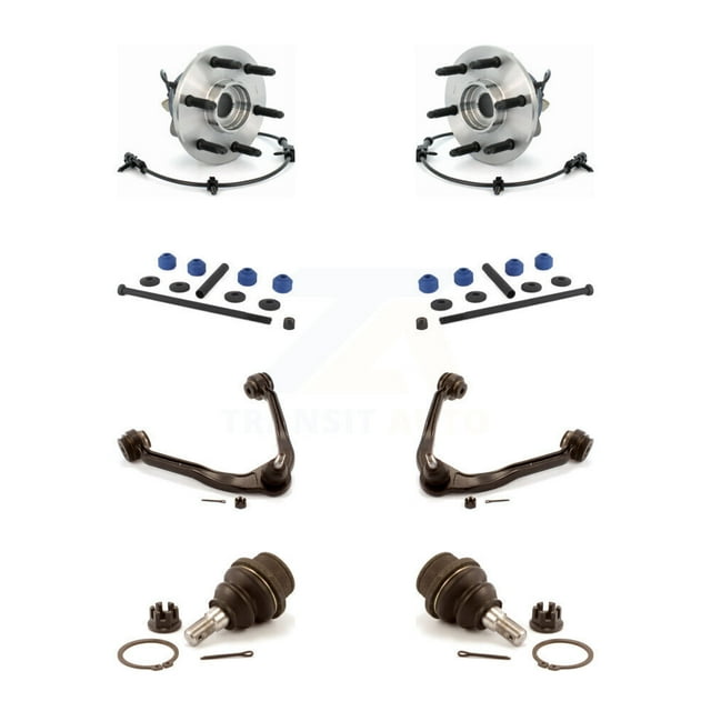 Transit Auto Front Bearing Lower Ball Joint Upper Control Arm with Sway Bar Stabilizer Link Kit for Car Chevrolet Express 1500 GMC Savana 2500 AWD - Left Right (Driver Passenger) K7T-110378