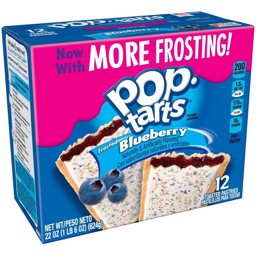 PopTarts Breakfast Toaster Pastries, Frosted Blueberry Flavored, 22 oz (12 Count)