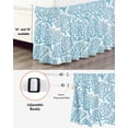 thumbnail image 3 of Blue Coastal Coral Wrap Around Bed Skirts for King Bed 16" Drop,Bed Skirt with Adjustable Elastic Belt Dust Ruffle Bed Valance for Bedroom Hotel Farmhouse Nautical Marine Plants Bed Frame Cover, 3 of 7