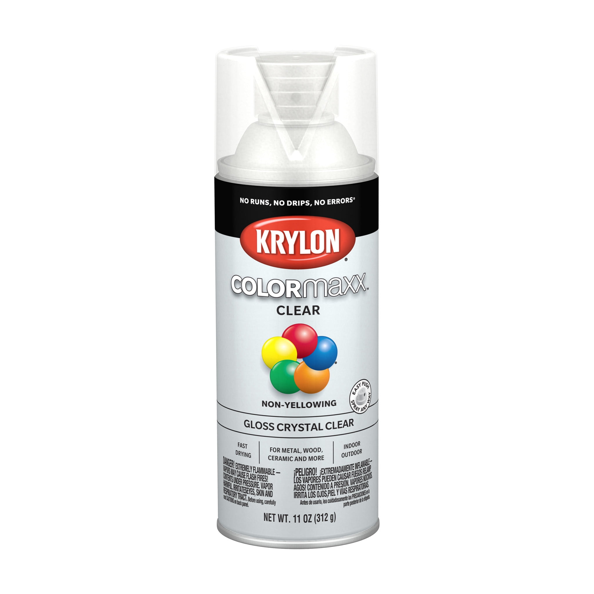 Krylon COLORmaxx Gloss Acrylic Spray Paint, Crystal Clear, 11 oz