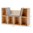 thumbnail image 3 of 6-Cubby Kids Bookcase with Reading Nook and Cushion, Multi-Purpose Storage Organizer for Bedroom, Living Room, Natural, 3 of 5