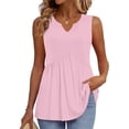 thumbnail image 5 of Iaqnaocc White Tank Top Woman V Neck Pleated Loose Fit Baby Doll Top Fashion 2026 Summer Solid Tunic Shirts Flowy Sleeveless Tank Tops Pink XL, 5 of 5