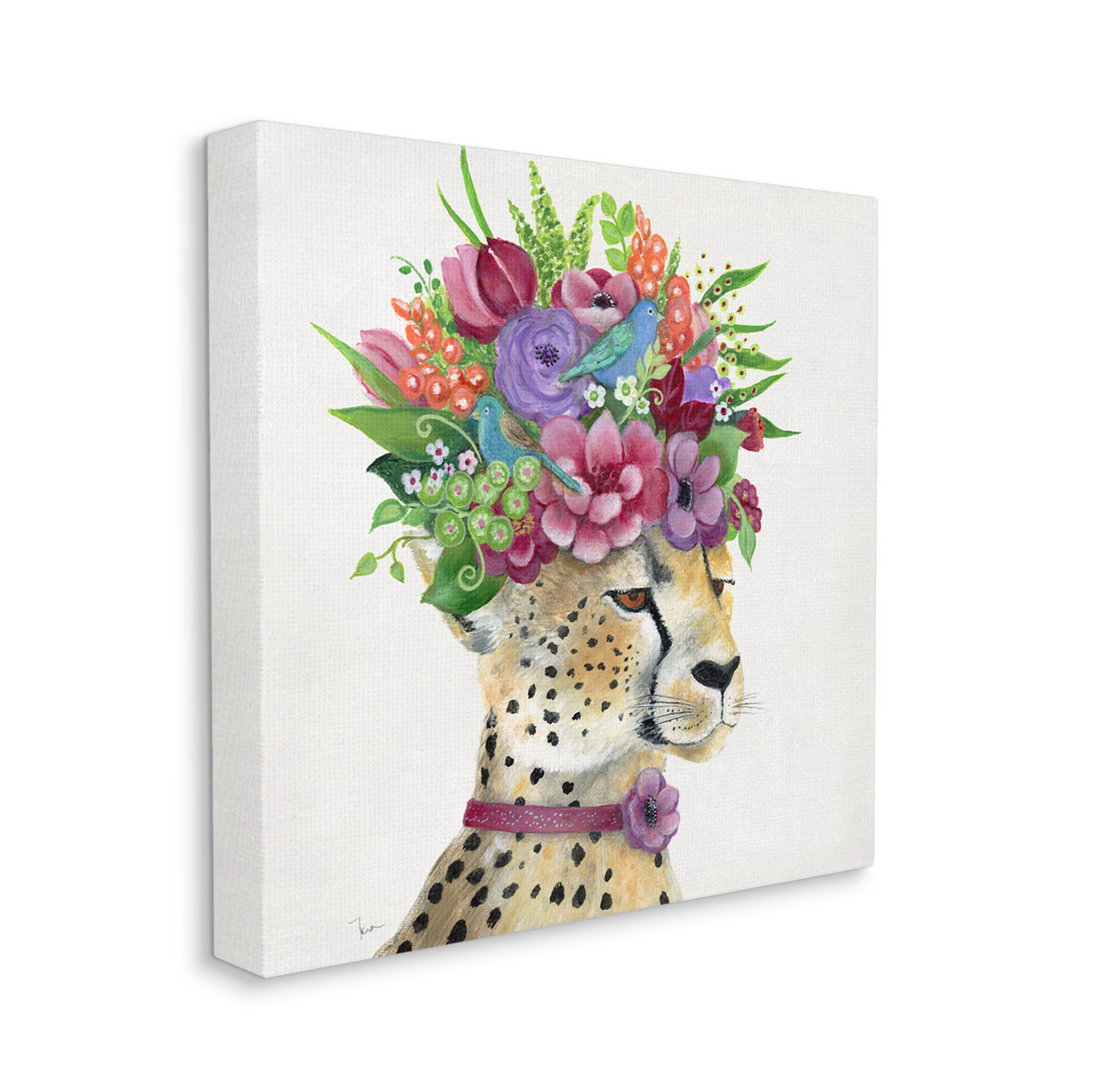 Stupell Industries Whimsical Cheetah Flower Crown Painting Gallery Wrapped Canvas Print Wall Art, Design by Tava Studios