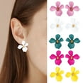 thumbnail image 2 of Mightlink 1 Pair Women Stud Earrings Flower Shape Petal Smooth Polish Ear Decoration Jewelry Lady Dating Party Commute Ear Studs, 2 of 7