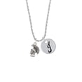 thumbnail image 2 of Delight Jewelry Silvertone Small Trojan - Mascot Silvertone Script Initial Disc - J - Charm Necklace, 20"+3", 2 of 4