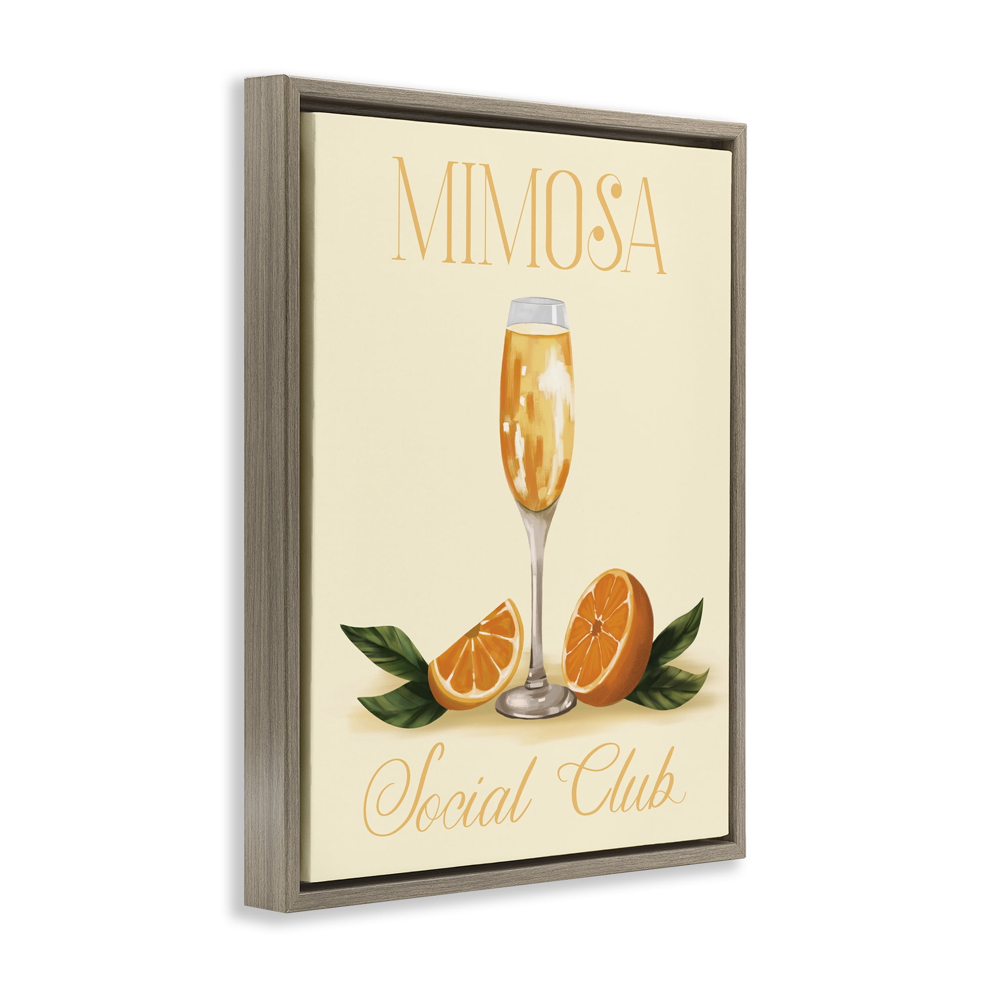 Stupell Industries Mimosa Social Club Food & Beverage Painting Brown Floater Framed Canvas Art Print Wall Art, 17 x 21