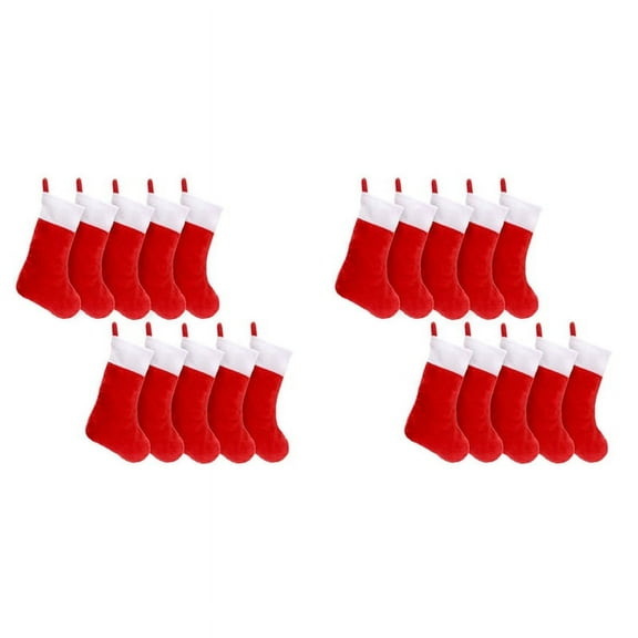 20PCS Red Felt Christmas Stockings Christmas Stockings Holder Socks Home Fireplace Gift Storage Bags for Holiday
