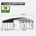 thumbnail image 3 of Zolyndo 20x20FT Heavy Duty Metal Carport with Galvanized Steel Roof, Outdoor Shelter for Cars, Trucks, Boats, Dark Gray, 3 of 9