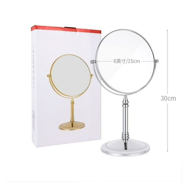 Personal Makeup Mirror Vanity Mirror With Lights Desktop Vanity Mirror Stainless Steel Rotating Double-sided Mirror Retro Bathroom Mirror Handheld Beauty Mirror ,Widely Use