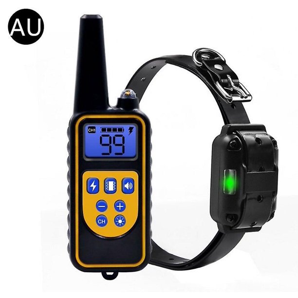 Collar eléctrico de adiestramiento para perros, alcance de 800 m, control remoto, resistente al agua, recargable (AU)