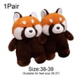 thumbnail image 2 of Jiibva Cartoon Raccoon Animal Slippers, Winter Warm Plush Slippers, Non-Slip Soft Closed Back Indoor Slides House Shoes for Women, Man, 2 of 7