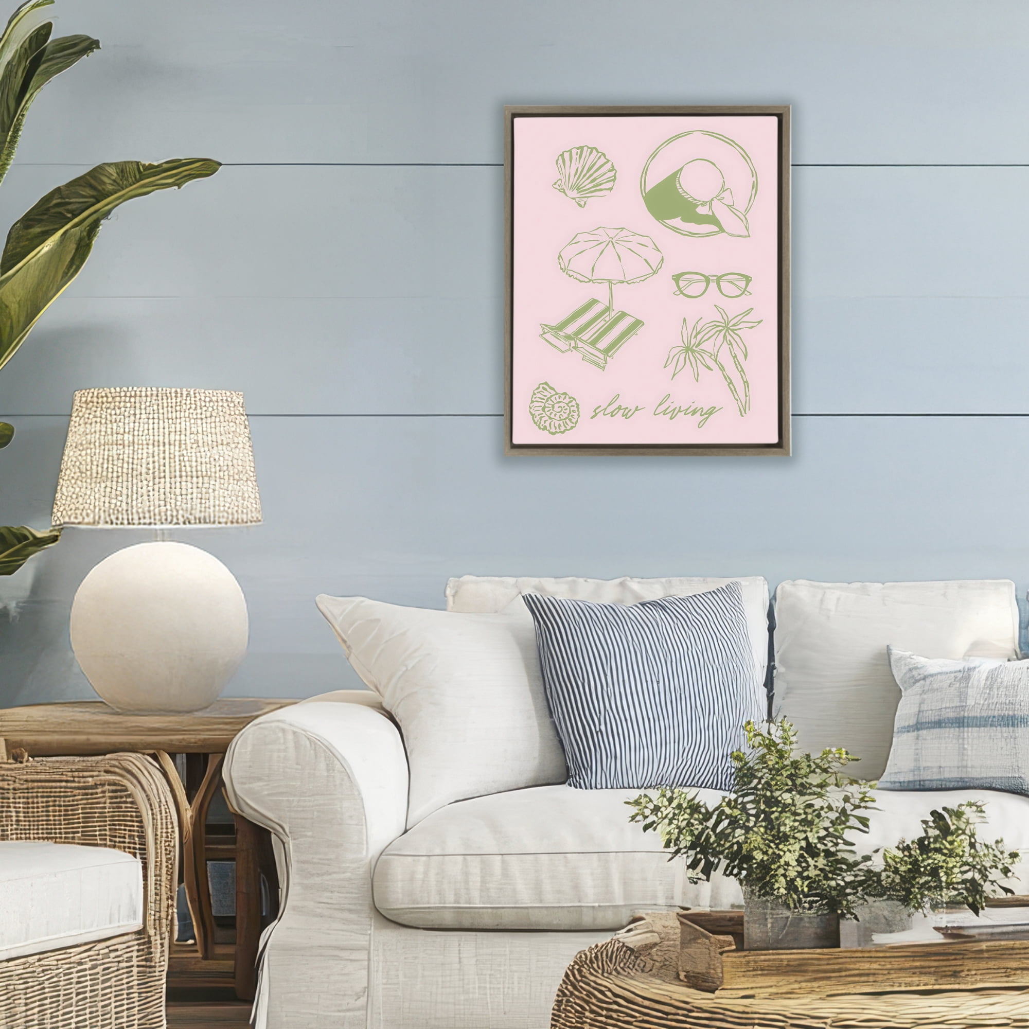 Stupell Industries Slow Beach Living Brown Framed Floater Canvas Wall Art, design by The Prints Vibe