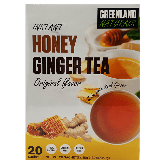 Instant Greenland Natural Tea, Honey and Ginger Extract, 20 sachets x 18 g, Stimulates the Immune System and Fights Colds, Caffeine and Gluten Free.
