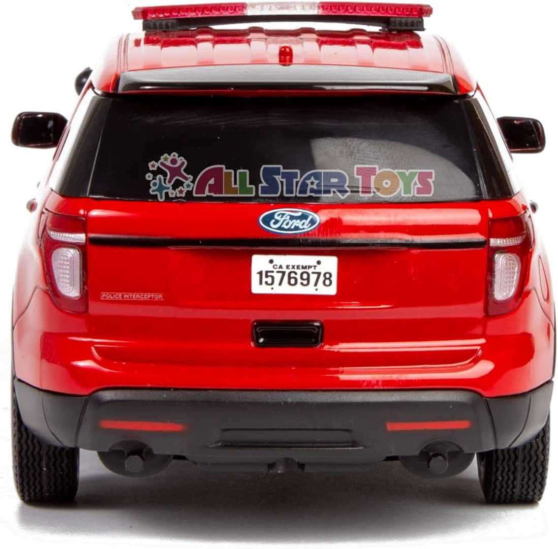 2015 Ford Police Interceptor Utility "Fire Marshal" Plain Red 1/24 Diecast Model Car by Motormax
