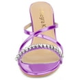 thumbnail image 2 of BLISSFUL STEP Sandales à Talon Bloc à Brides Croisées avec Strass pour Femme Violet (Taille 9), 2 of 6