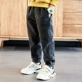 thumbnail image 2 of Pantalones vaqueros con forro de lana para hombre, pantalones de otoño e invierno para niños, pantalones holgados para niños grandes, 2 of 5
