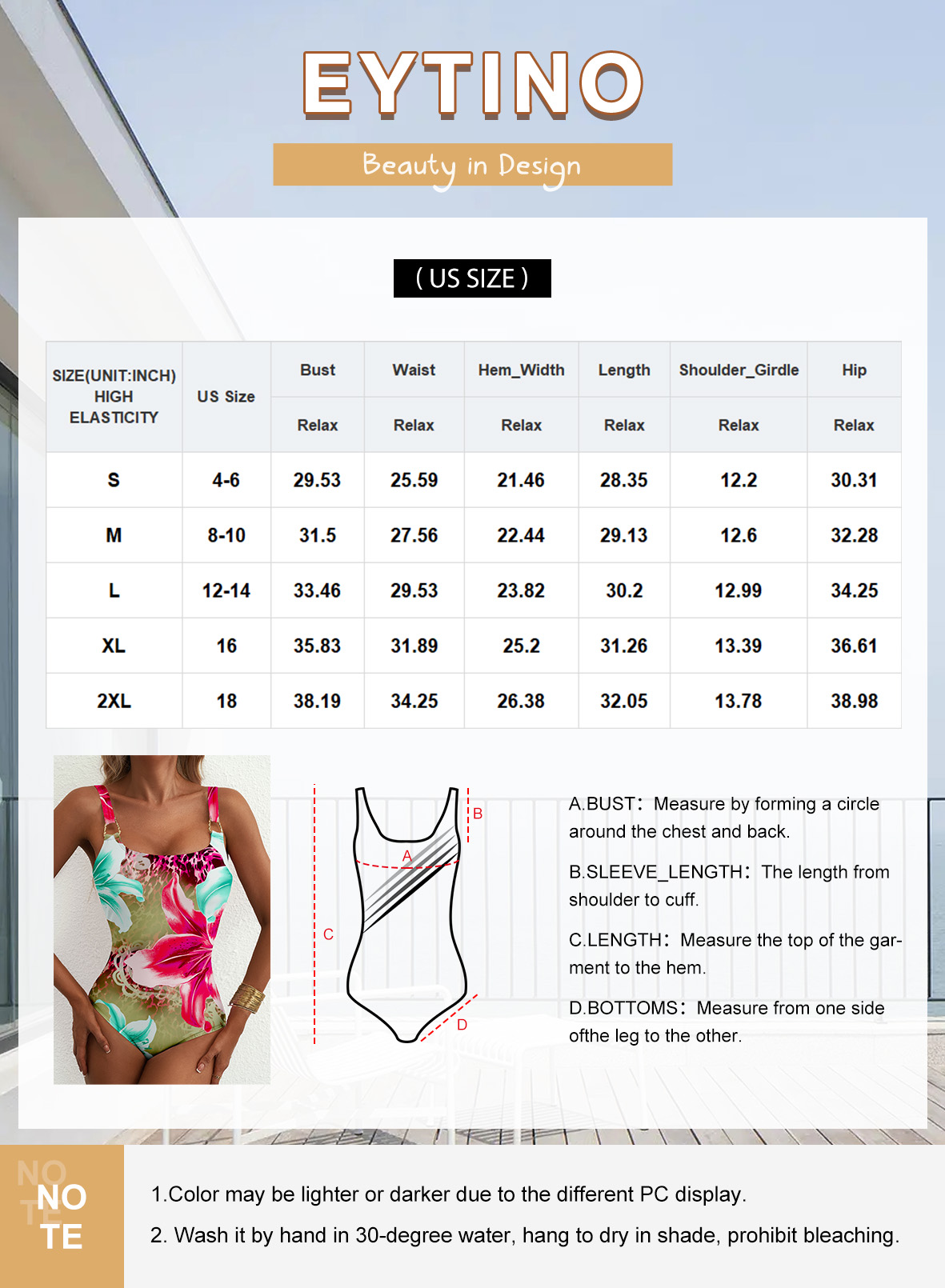 Eytino Women's One-Piece Bathing Suit Tummy Control photo 5