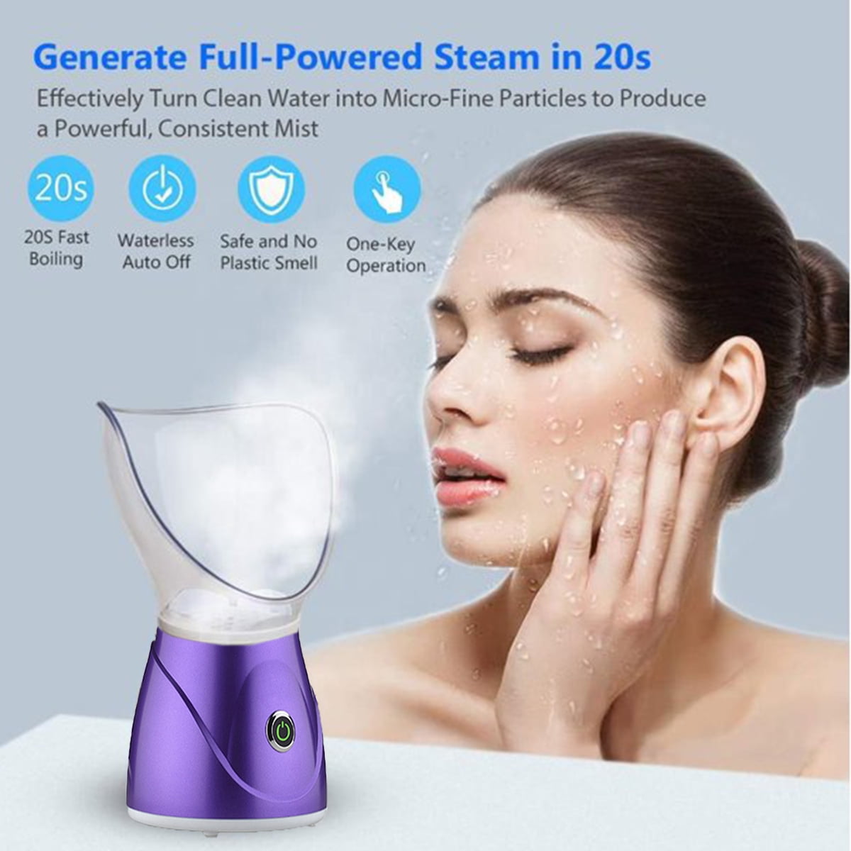 Hinzonek Facial Steamer, 110V Facial Spa Pores Steam Skin Clean Sauna Beauty Face Mist Thermal Steamer Beauty Instrument (Purple)