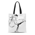 thumbnail image 1 of NUDECOR Sac Fourre-Tout en Toile Oiseau Cigogne Tenant Dessin de Bébé Sac Réutilisable Épaule Courses, 1 of 1