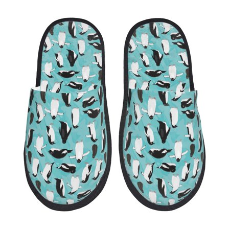 Balery Penguins Slient Indoor Furry Fleece Comfort House Shoes Soft Non-Slip Home Shoes Cotton slippers House Slippers-- Medium